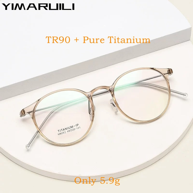 Yimaruili Unisex Full Rim Round Tr 90 Titanium Eyeglasses M8062 Full Rim Yimaruili Eyeglasses
