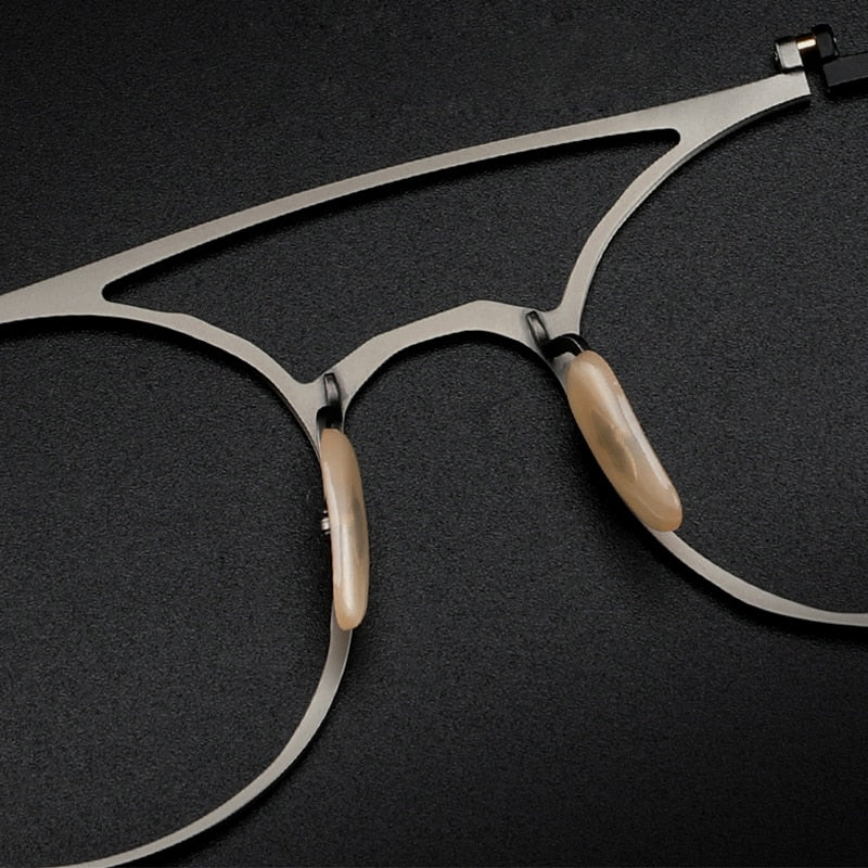Muzz Unisex Full Rim Oval Double Bridge Titanium Eyeglasses 0027 Full Rim Muzz