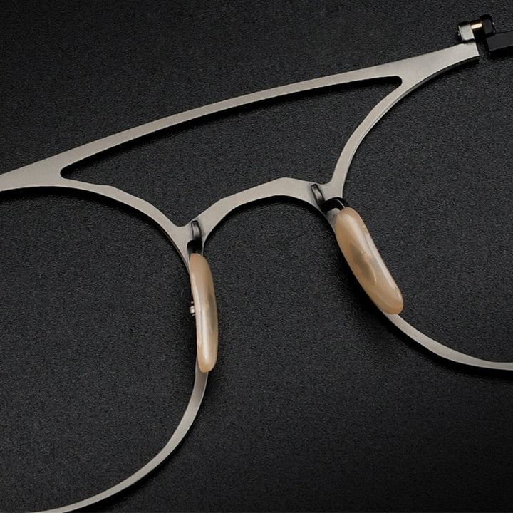 Muzz Unisex Full Rim Oval Double Bridge Titanium Eyeglasses 0027 Full Rim Muzz