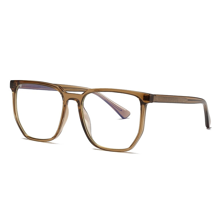 Gmei Unisex Full Rim TR 90 Titanium Square Frame Eyeglasses 2034 Full Rim Gmei Optical C7 Brown  