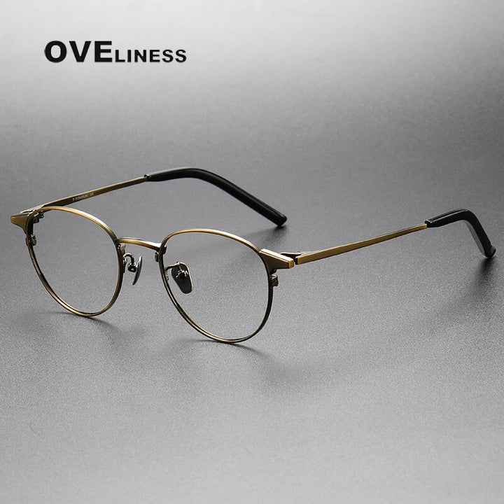 Oveliness Unisex Full Rim Round Titanium Eyeglasses 960 Full Rim Oveliness bronze