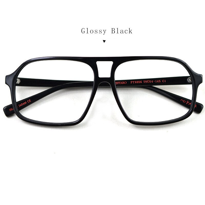 Hdcrafter Unisex Full Rim Square Double Bridge Acetate Tr 90 Eyeglasses Ft8896 Full Rim Hdcrafter Eyeglasses glossy black
