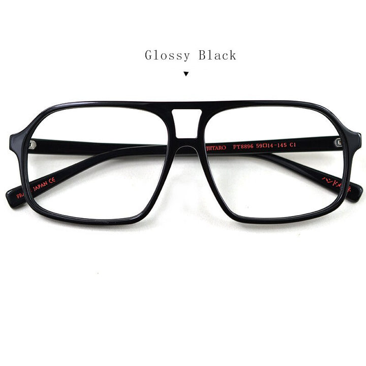 Hdcrafter Unisex Full Rim Square Double Bridge Acetate Tr 90 Eyeglasses Ft8896 Full Rim Hdcrafter Eyeglasses glossy black