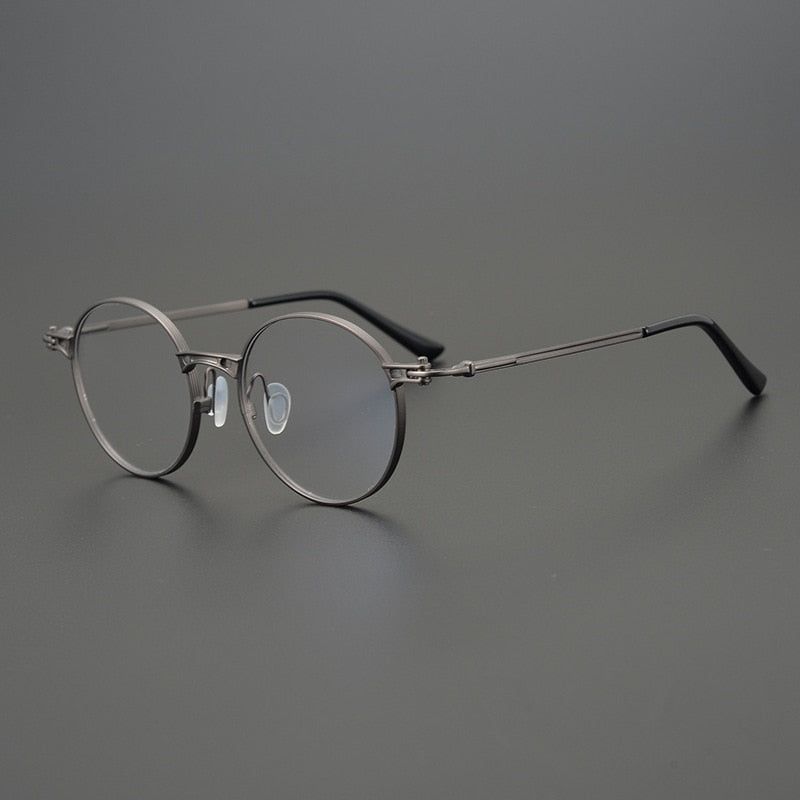 Gatenac Unisex Full Rim Round Titanium Frame Eyeglasses Gxyj760 Full Rim Gatenac Gun