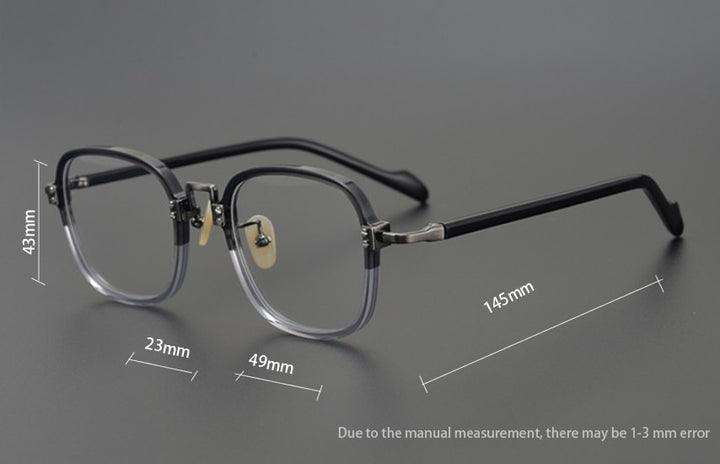 CCspace Unisex Full Rim Round/Square Acetate Titanium Eyeglasses 53312 Full Rim CCspace