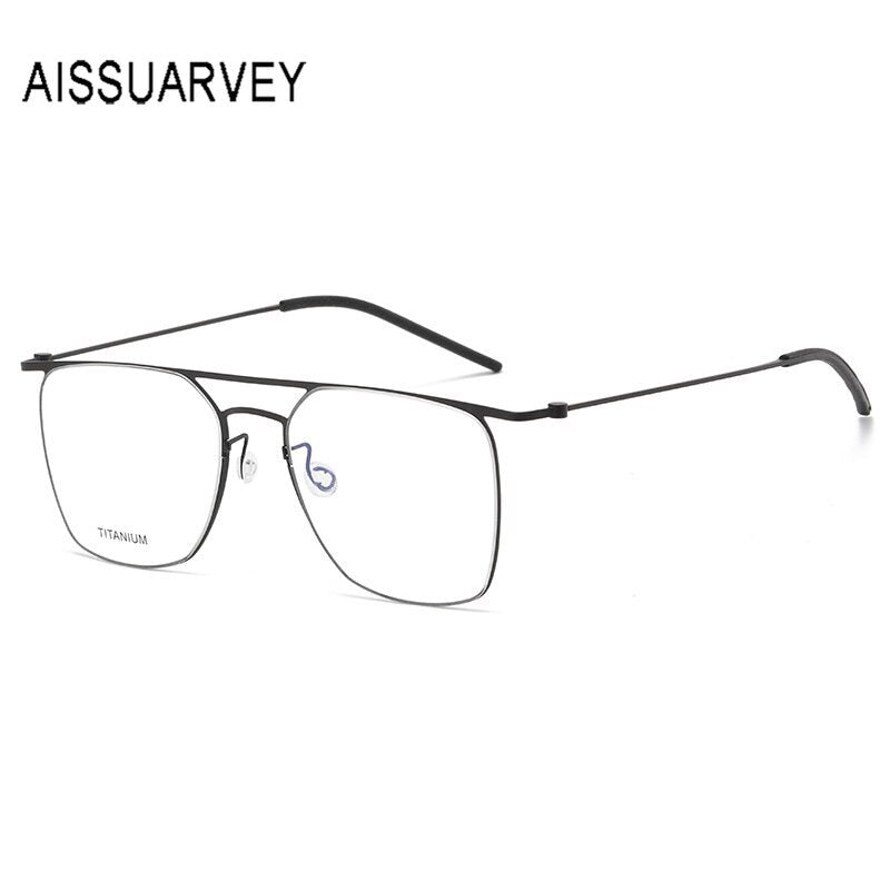Aissuarvey Men's Full Rim Square Double Bridge Titanium Eyeglasses Full Rim Aissuarvey Eyeglasses Black CN 