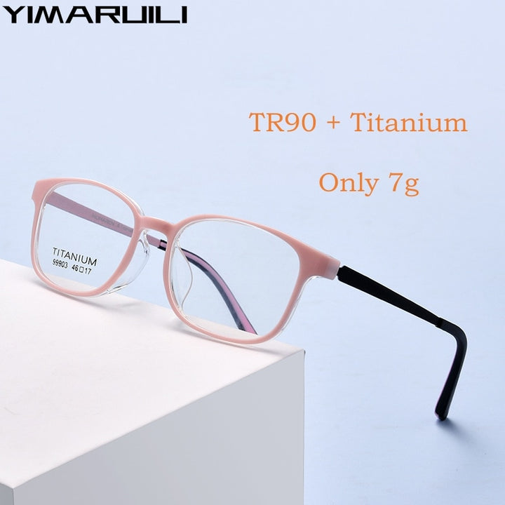 Yimaruili Unisex Youth Full Rim Square Tr 90 Titanium Eyeglasses 99903t Full Rim Yimaruili Eyeglasses