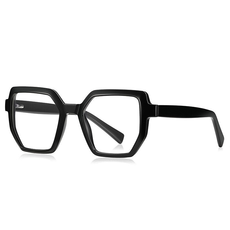 CCspace Unisex Full Rim Irregular Square Tr 90 Titanium Eyeglasses 54714 Full Rim CCspace China Black
