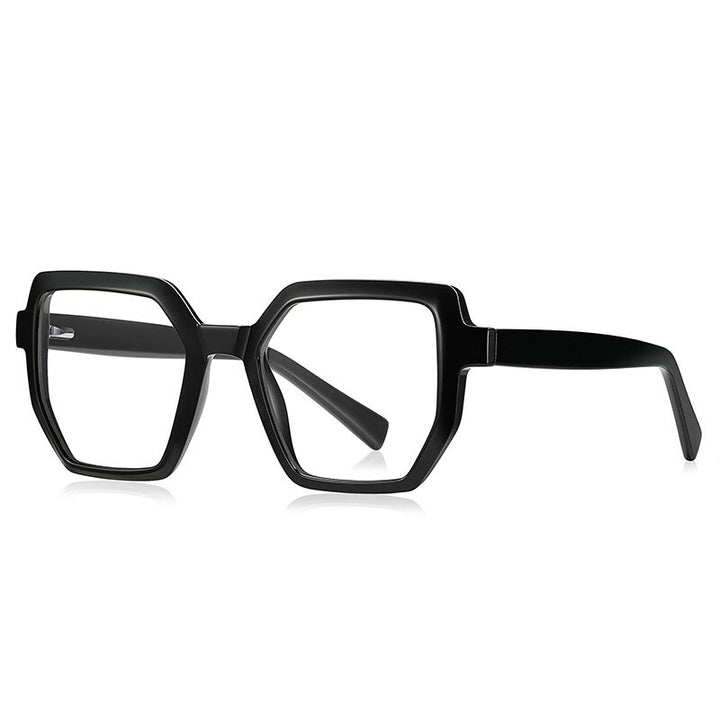 CCspace Unisex Full Rim Irregular Square Tr 90 Titanium Eyeglasses 54714 Full Rim CCspace China Black