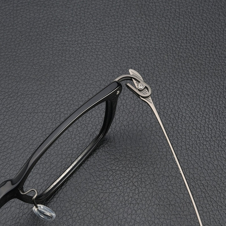 Yimaruili Unisex Full Rim Square Acetate Titanium Eyeglasses 1128 Full Rim Yimaruili Eyeglasses