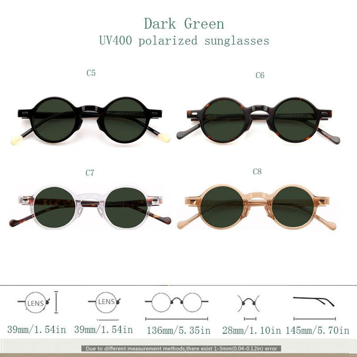 Yujo Unisex Full Rim Small Round Acetate Fiber Eyeglasses Y077 Full Rim Yujo