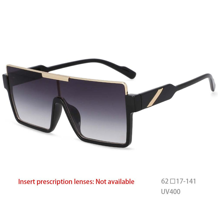CCspace Unisex Oversized Square One Lens Goggle Resin Frame Sunglasses 53820 Sunglasses CCspace Sunglasses Black gray China 53820