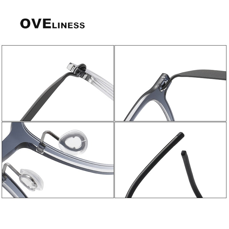 Oveliness Unisex Full Rim Square Acetate Titanium Eyeglasses 6510 Full Rim Oveliness