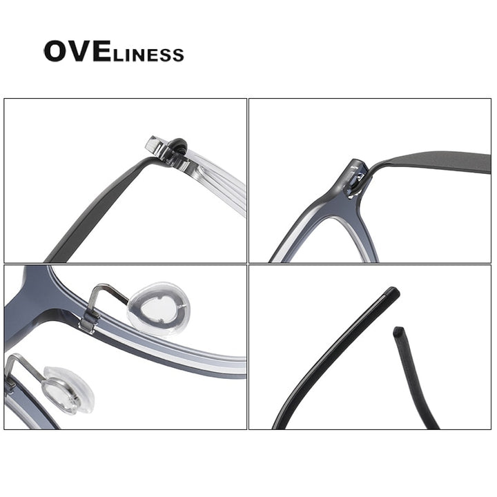 Oveliness Unisex Full Rim Square Acetate Titanium Eyeglasses 6510 Full Rim Oveliness