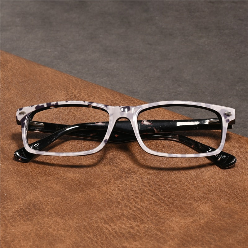 Cubojue Unisex Full Rim Square Tr 90 Titanium Presbyopic Reading Glasses 07131p Reading Glasses Cubojue anti blue light 0  
