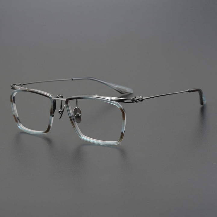 Gatenac Unisex Full Rim Square Acetate Alloy Eyeglasses Gxyj902 Full Rim Gatenac Blue
