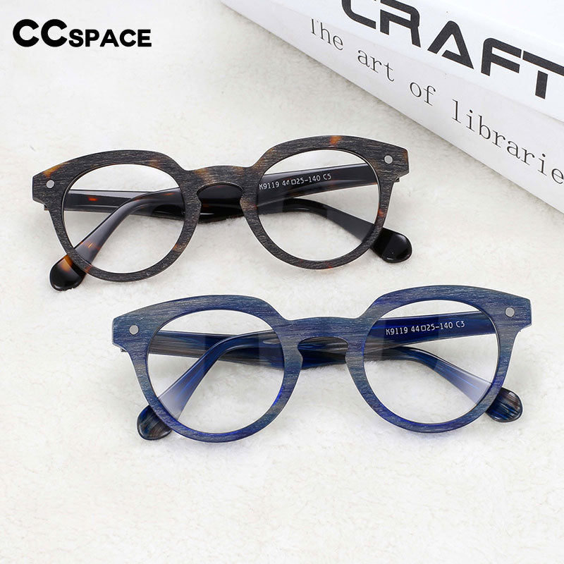CCspace Unisex Full Rim Round Acetate Eyeglasses 55216 Full Rim CCspace