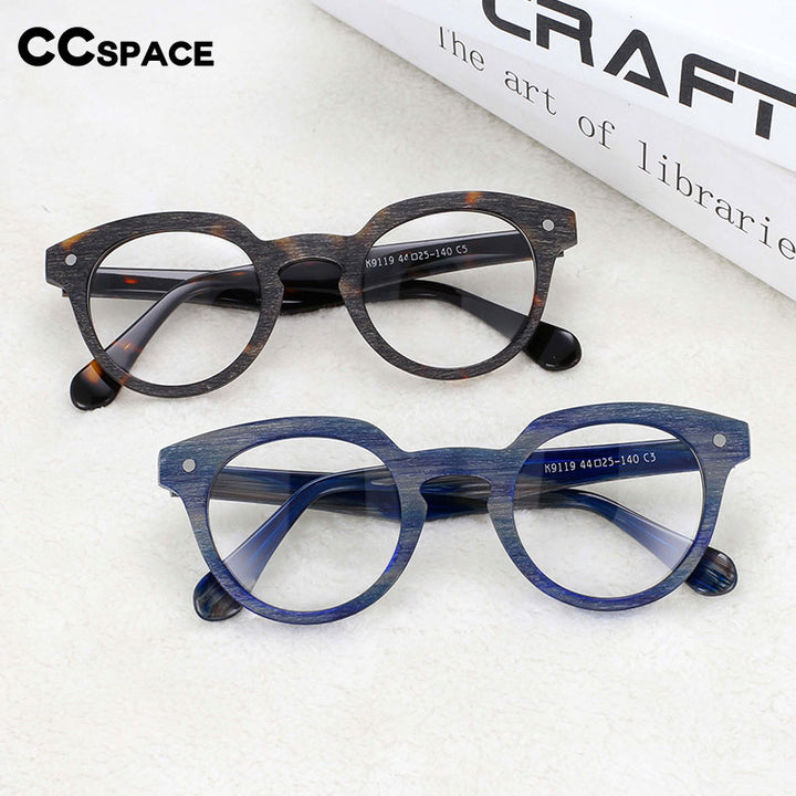 CCspace Unisex Full Rim Round Acetate Eyeglasses 55216 Full Rim CCspace