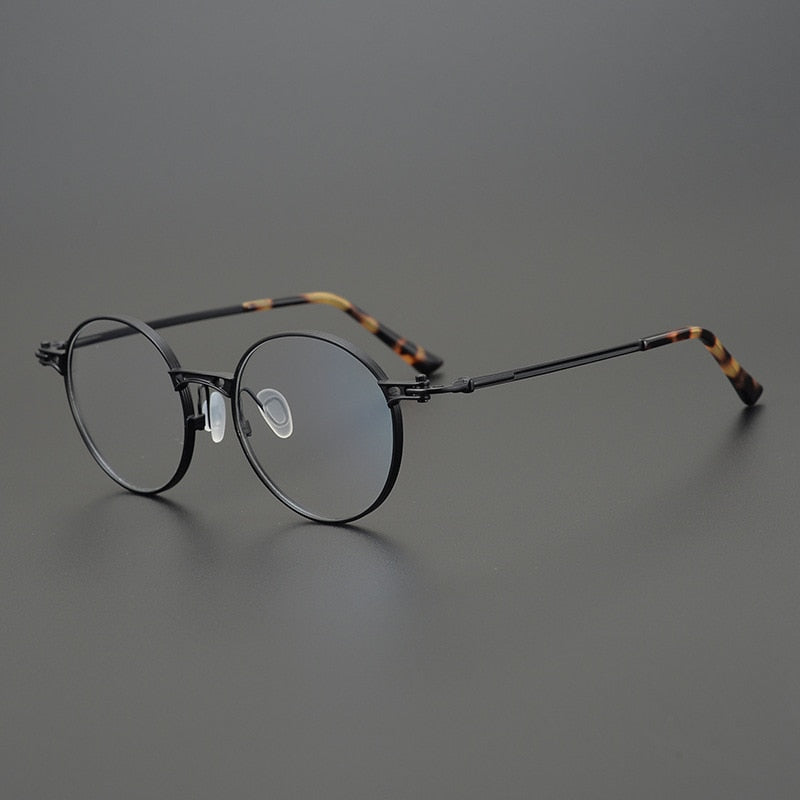 Gatenac Unisex Full Rim Round Titanium Frame Eyeglasses Gxyj760 Full Rim Gatenac Black