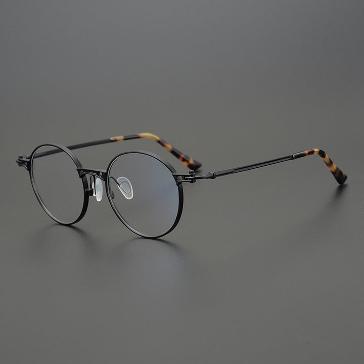 Gatenac Unisex Full Rim Round Titanium Frame Eyeglasses Gxyj760 Full Rim Gatenac Black