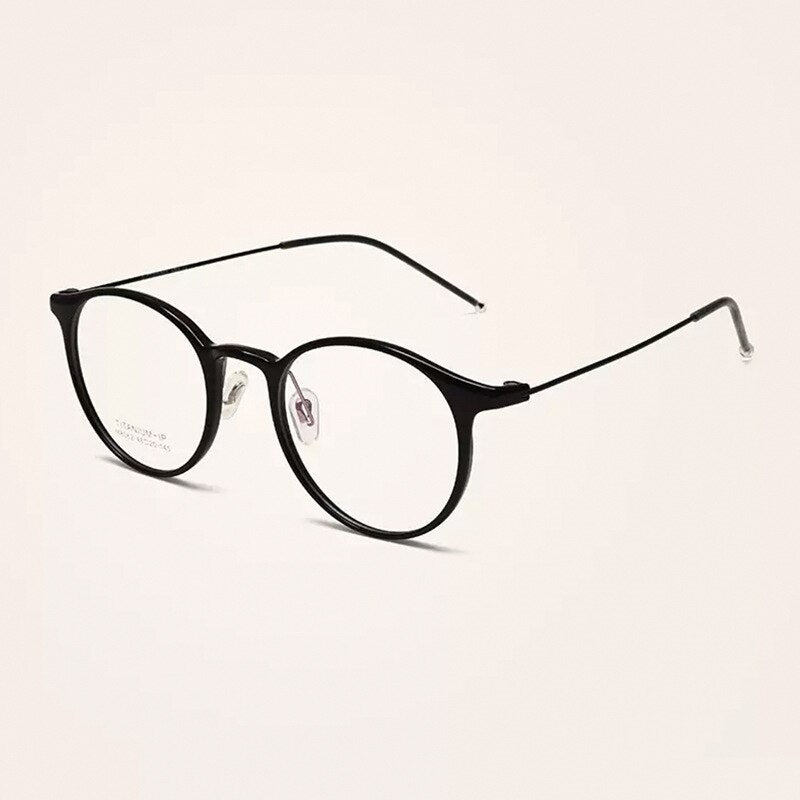 Yimaruili Unisex Full Rim Round Tr 90 Titanium Eyeglasses M8062 Full Rim Yimaruili Eyeglasses Black