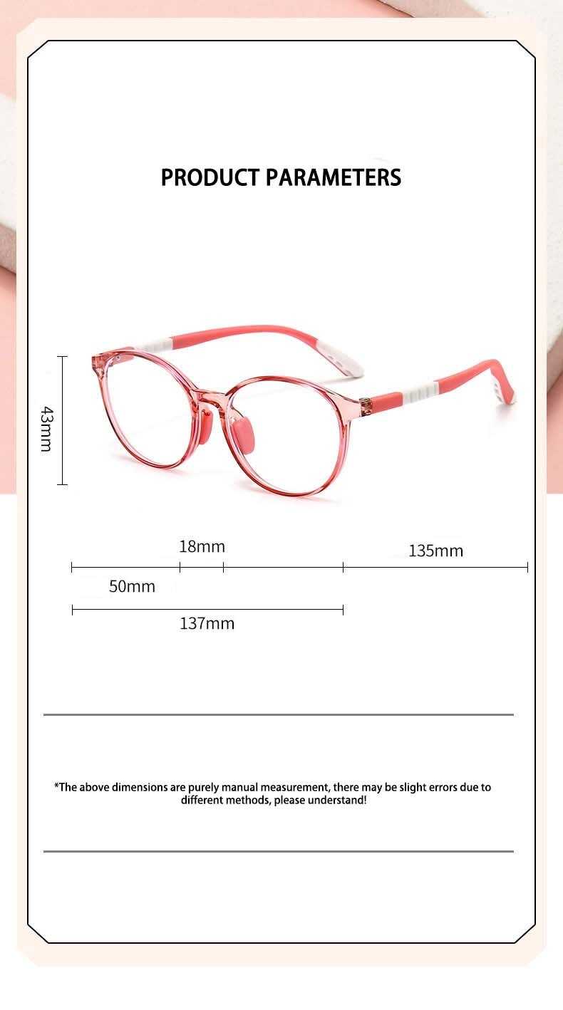 CCspace Unisex Youth Full Rim Round Silicone Eyeglasses 54668 Full Rim CCspace