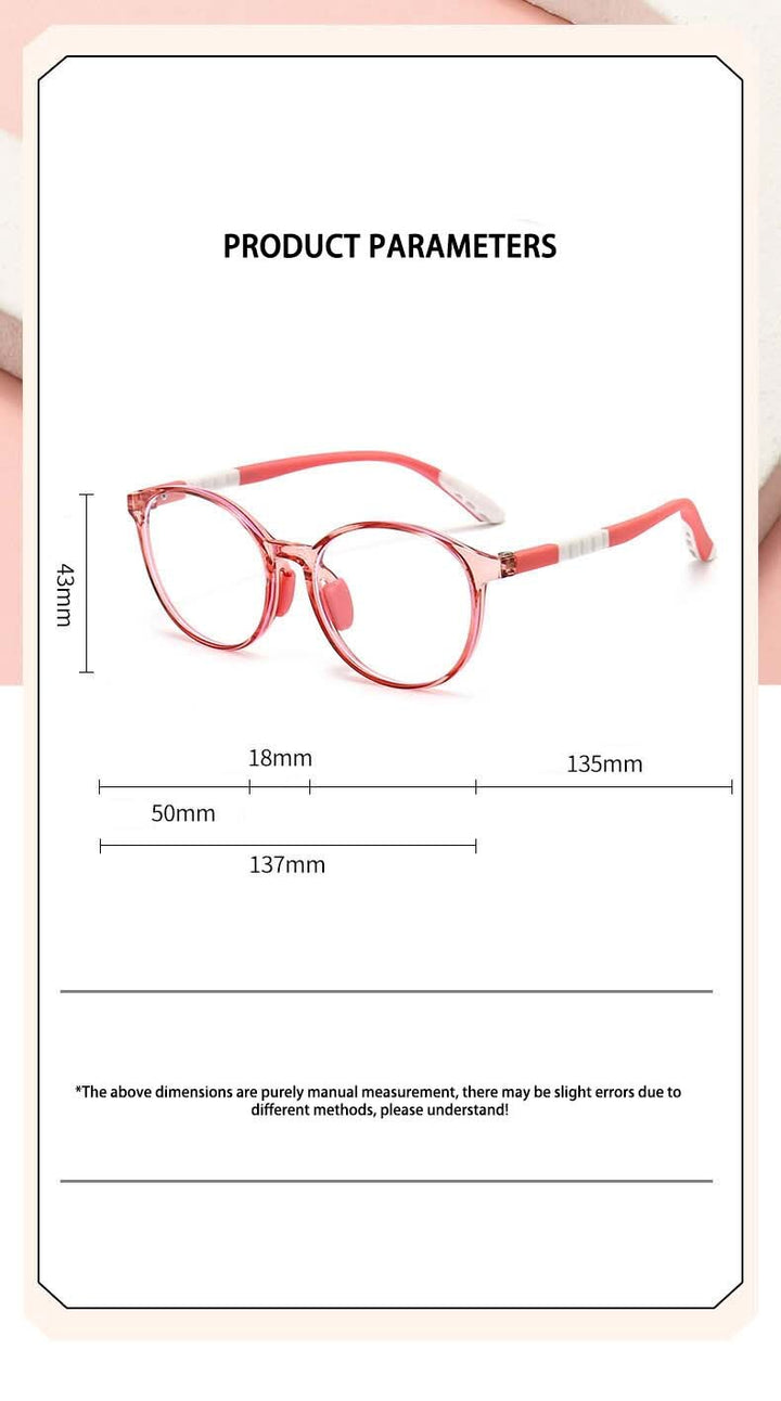 CCspace Unisex Youth Full Rim Round Silicone Eyeglasses 54668 Full Rim CCspace