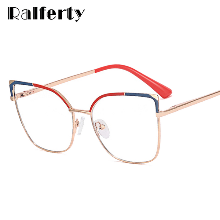 Ralferty Women's Full Rim Square Cat Eye Alloy Eyeglasses F82055 Full Rim Ralferty   