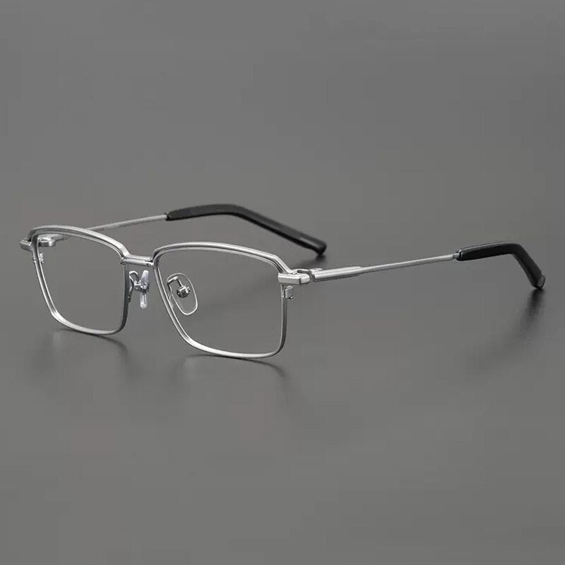 Gatenac Unisex Full Rim Square Titanium Eyeglasses Gxyj906 Full Rim Gatenac Silver