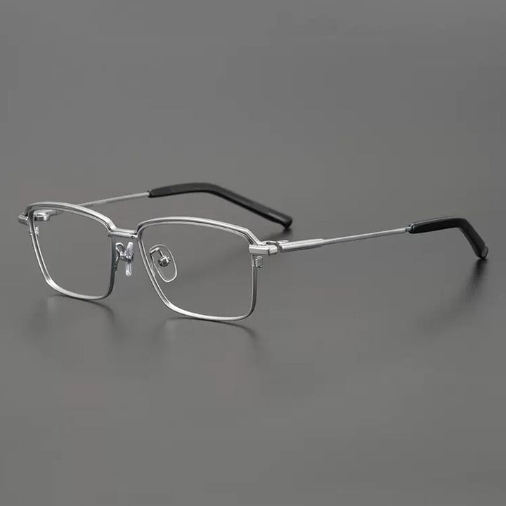 Gatenac Unisex Full Rim Square Titanium Eyeglasses Gxyj906 Full Rim Gatenac Silver