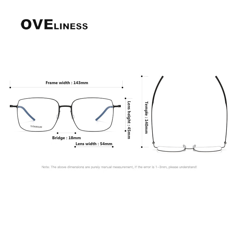 Oveliness Unisex Full Rim Square Screwless Titanium Eyeglasses 5511 Full Rim Oveliness