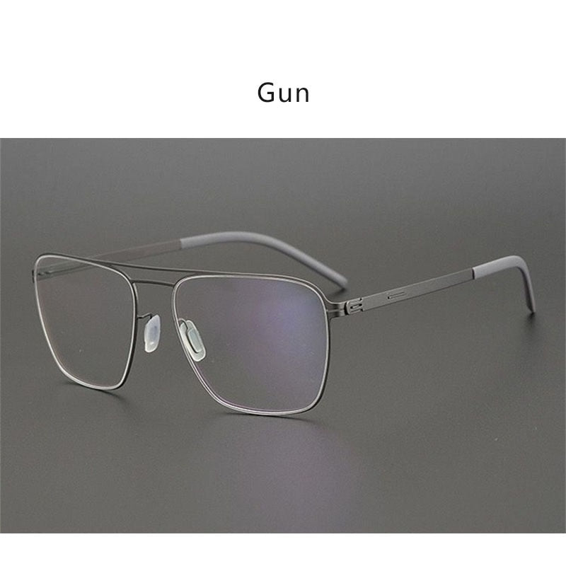 Hdcrafter Unisex Full Rim Square Tr 90 Titanium Double Bridge Eyeglasses Full Rim Hdcrafter Eyeglasses Gun