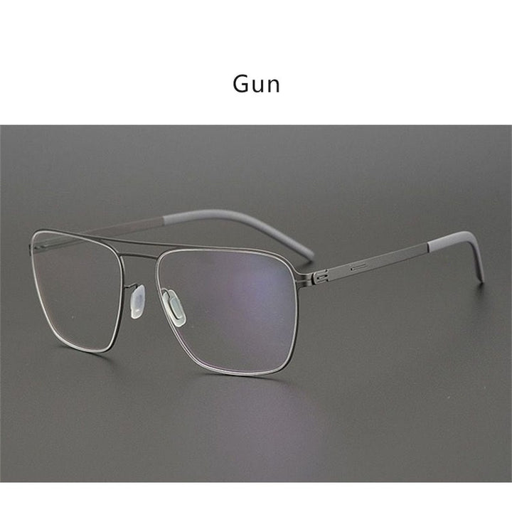 Hdcrafter Unisex Full Rim Square Tr 90 Titanium Double Bridge Eyeglasses Full Rim Hdcrafter Eyeglasses Gun