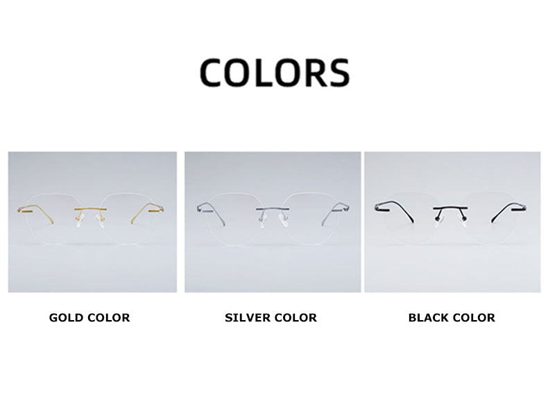 Chashma Women's Rimless Diamond Cut Titanium Round Frame Eyeglasses 3018 Rimless Chashma