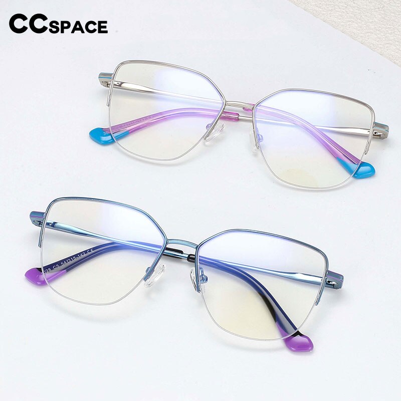 CCspace Unisex Semi Rim Square Alloy Frame Eyeglasses 54468 Semi Rim CCspace