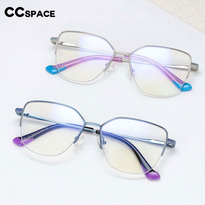 CCspace Unisex Semi Rim Square Alloy Frame Eyeglasses 54468 Semi Rim CCspace