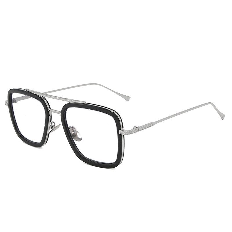 CCspace Unisex Full Rim Square Double Bridge Tr 90 Alloy Eyeglasses 54823 Full Rim CCspace China SilverBlack