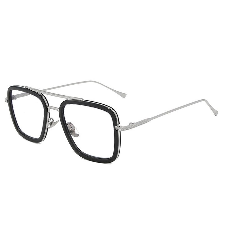 CCspace Unisex Full Rim Square Double Bridge Tr 90 Alloy Eyeglasses 54823 Full Rim CCspace China SilverBlack