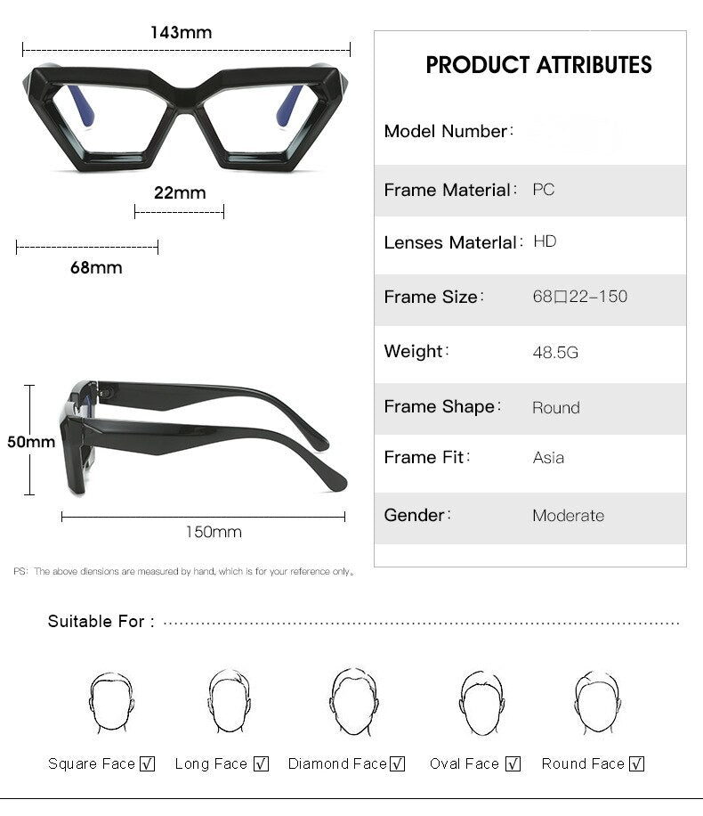 CCspace Women's Full Rim Oval Cat Eye Acetate Eyeglasses 55613 Full Rim CCspace