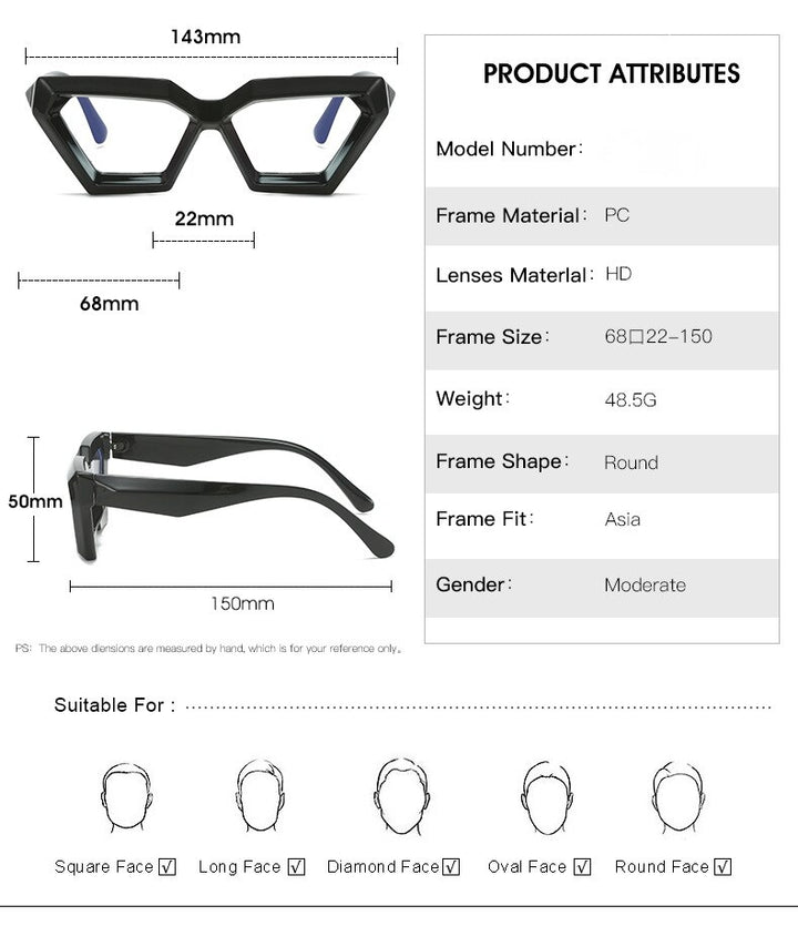 CCspace Women's Full Rim Oval Cat Eye Acetate Eyeglasses 55613 Full Rim CCspace
