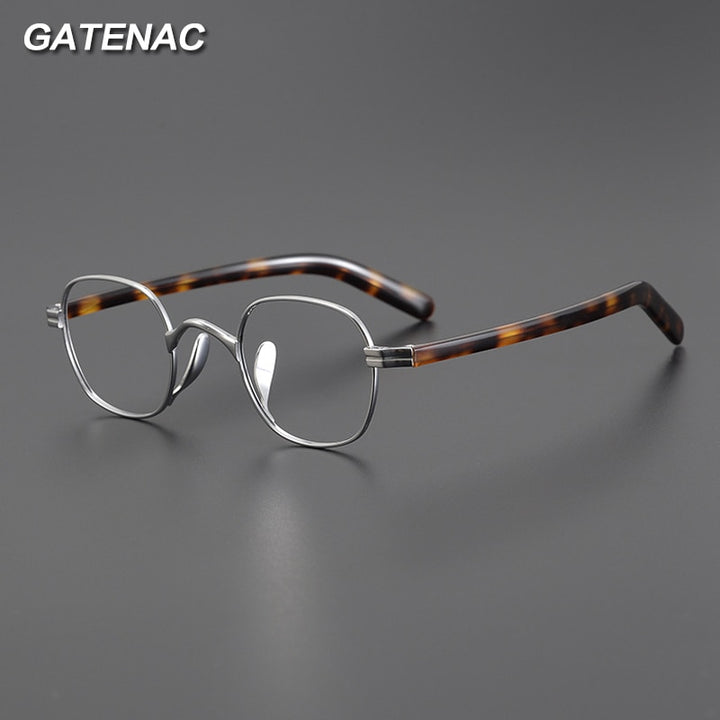 Gatenac Unisex Full Rim Small Square Acetate Titanium Eyeglasses Gxyj1014 Full Rim Gatenac