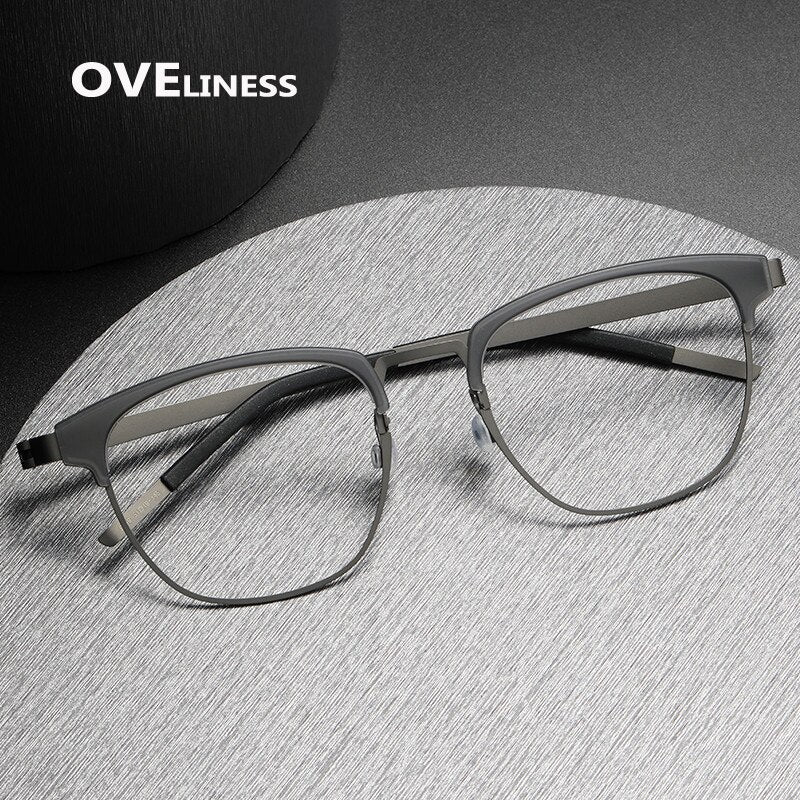 Oveliness Unisex Full Rim Square Acetate Titanium Eyeglasses 9849 Full Rim Oveliness