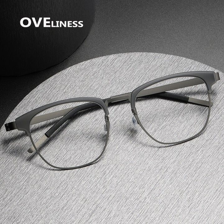 Oveliness Unisex Full Rim Square Acetate Titanium Eyeglasses 9849 Full Rim Oveliness