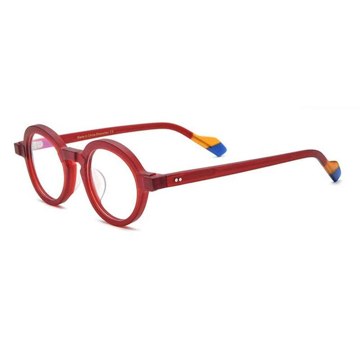 CCspace Unisex Full Rim Irregular Round Acetate Eyeglasses 54704 Full Rim CCspace Matte red China