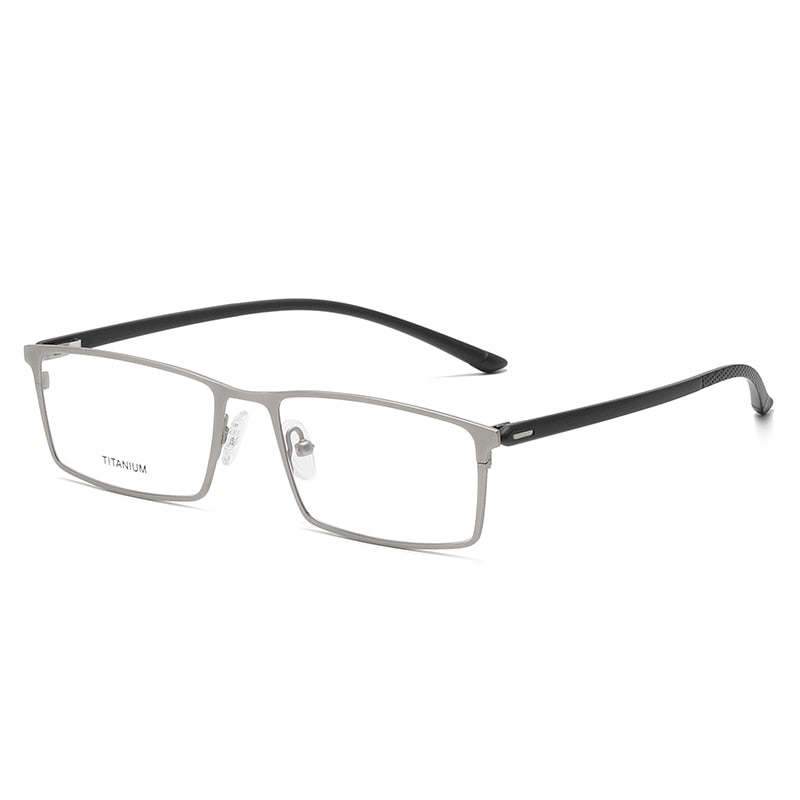 Reven Jate Unisex Full Rim Square Titanium Eyeglasses P9850 Full Rim Reven Jate silver