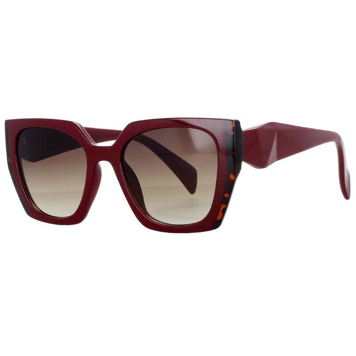 CCspace Women's Full Rim Square Cat Eye Resin Frame Sunglasses 53222 Sunglasses CCspace Sunglasses Red leopard 53222