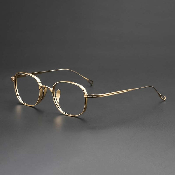 CCspace Unisex Full Rim Hand Crafted Round Titanium Frame Eyeglasses 54595 Full Rim CCspace Gold China