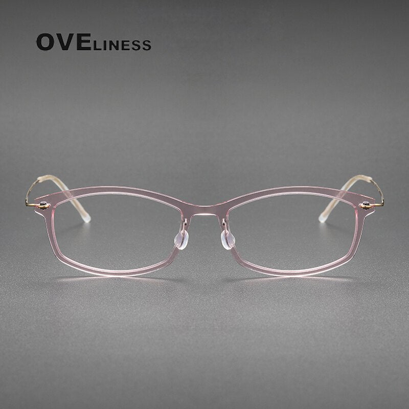 Oveliness Unisex Full Rim Square Screwless Acetate Titanium Eyeglasses 6512 Full Rim Oveliness