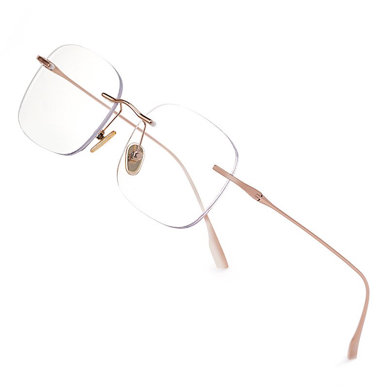 Zirosat Unisex Rimless Square Titanium Eyeglasses1135 Rimless Zirosat