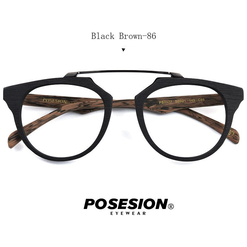 Hdcrafter Unisex Full Rim Round Acetate Eyeglasses Ps7177 Full Rim Hdcrafter Eyeglasses Black Brown